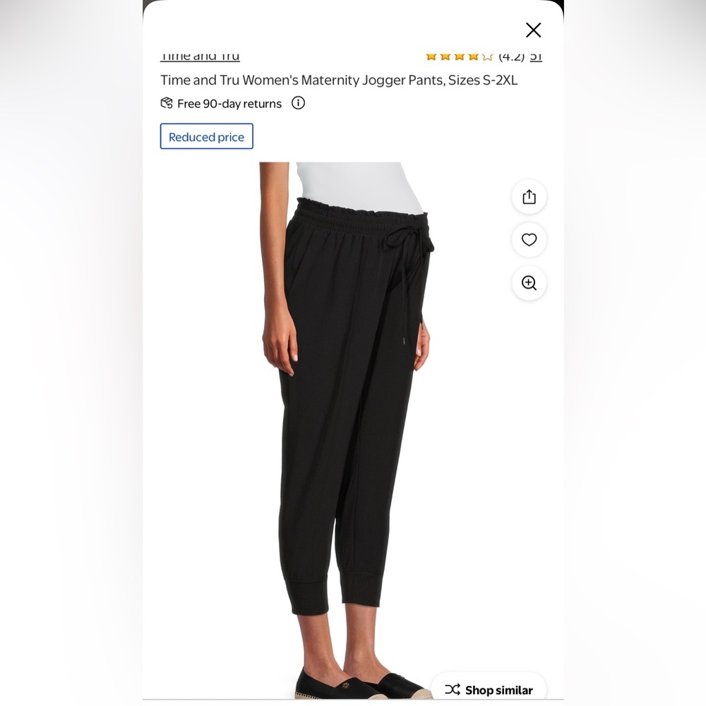 Maternity Time and Tru Black Women's Joggers sz XXL 20